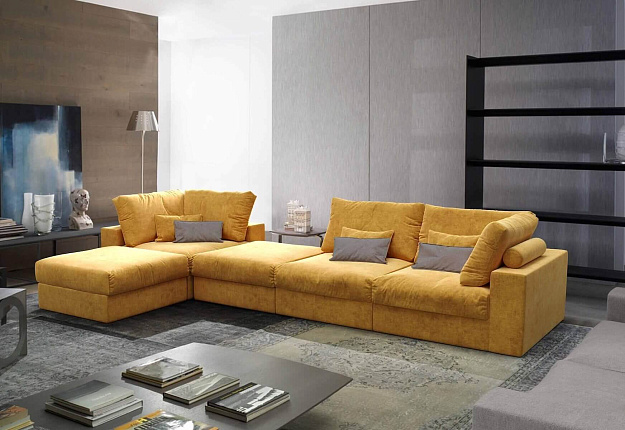 Легкий бескаркасный диван Элизиум от Gliver, желтый диван с доставкой по России